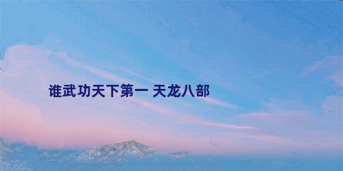 谁武功天下第一 天龙八部